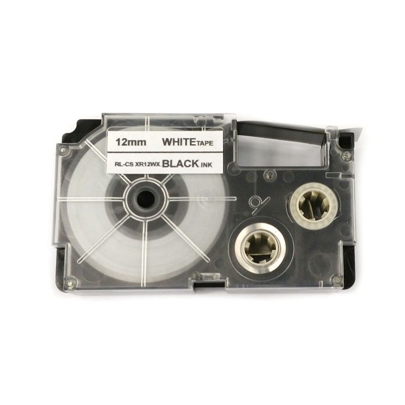 Páska - CASIO XR-12WE - 12 mm bílá - černý tisk - kompatibilní