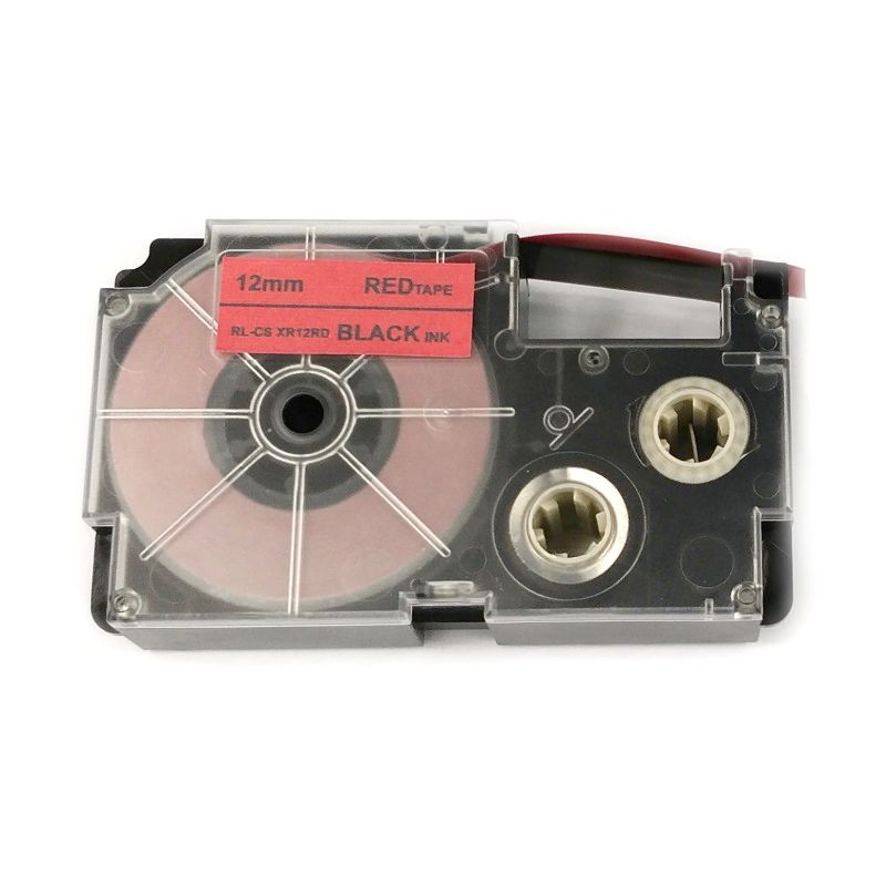 Páska - CASIO XR-12RD - 12 mm červená - černý tisk - kompatibilní
