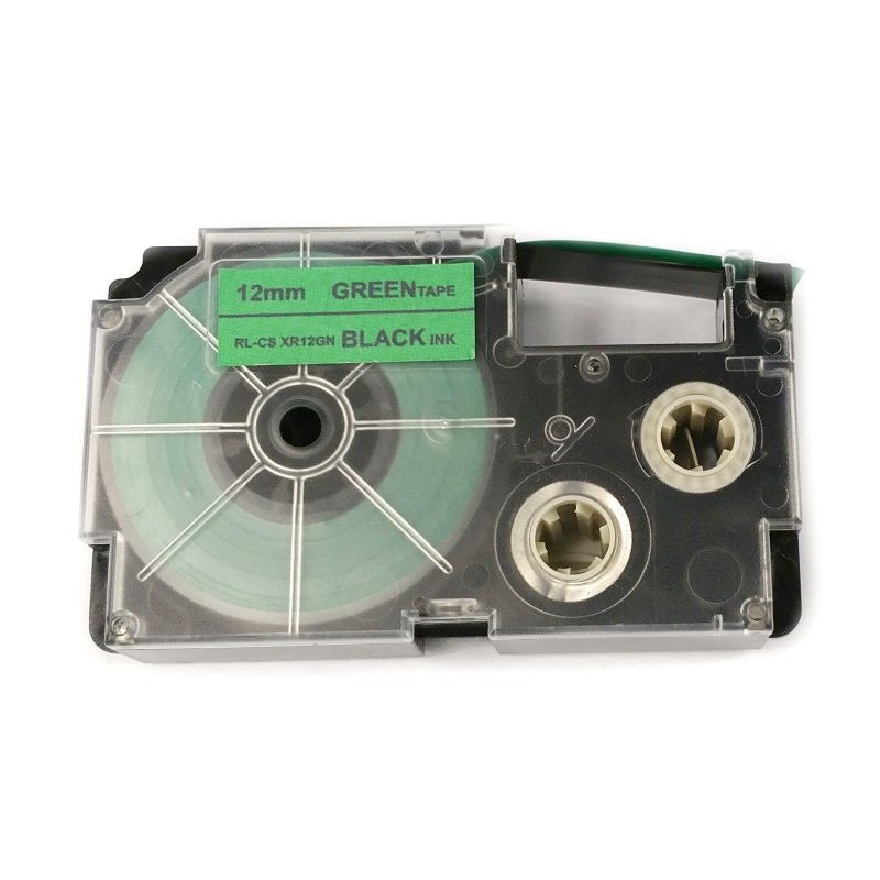 Páska - CASIO XR-12GN - 12 mm zelená - černý tisk - kompatibilní