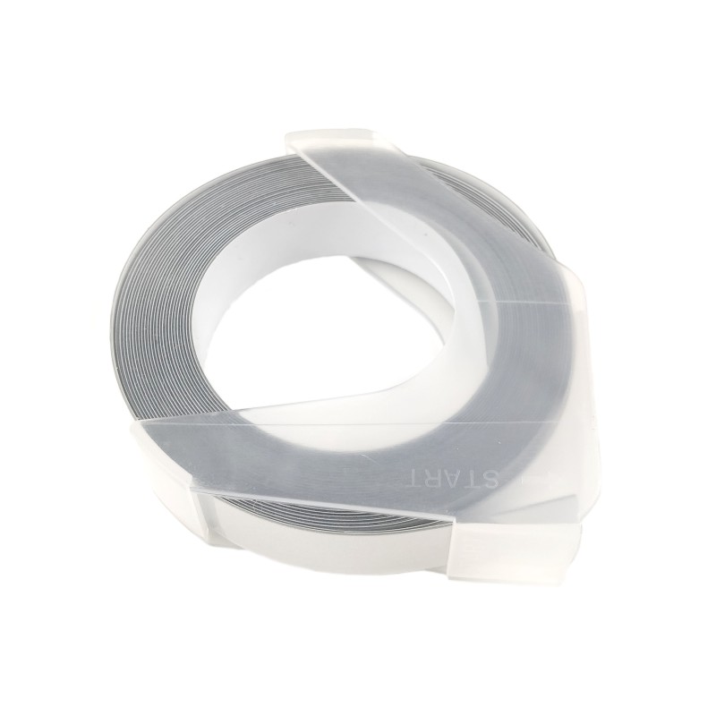 Páska pro mechanické štítkovače - DYMO S0898110, 520104 - stříbrná, bílý tisk - 9mm x 3m - kompatibilní