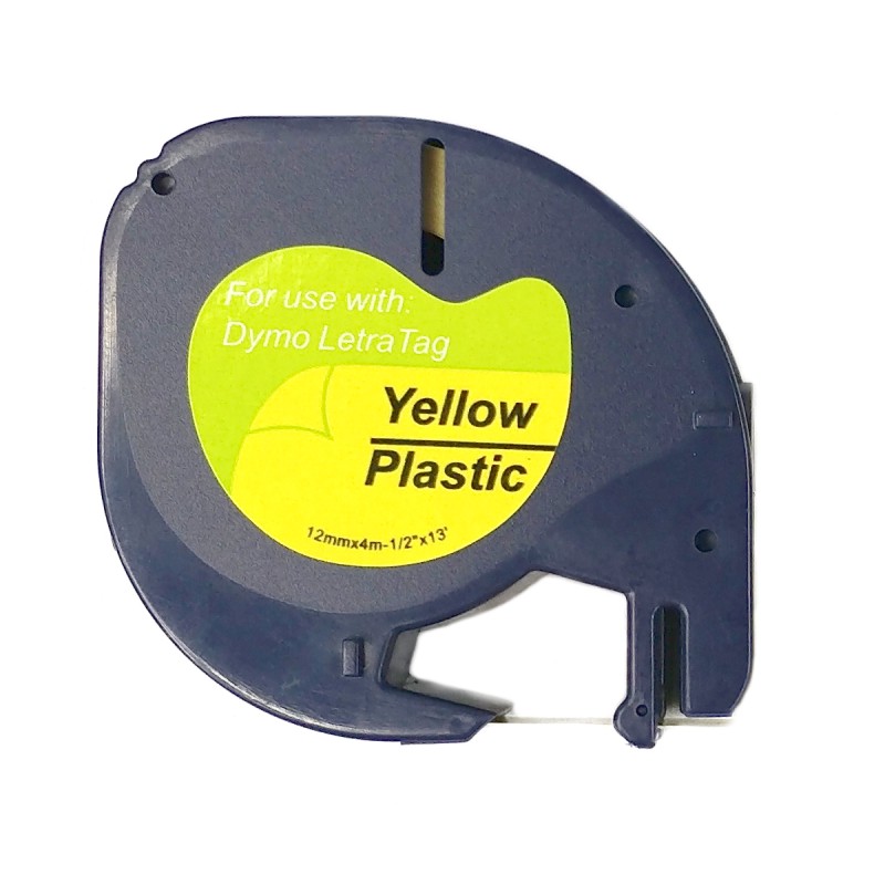 Páska - DYMO 59423, S0721570 - 12 mm žlutá - černý tisk ( Plastic pro LetraTag) - kompatibilní