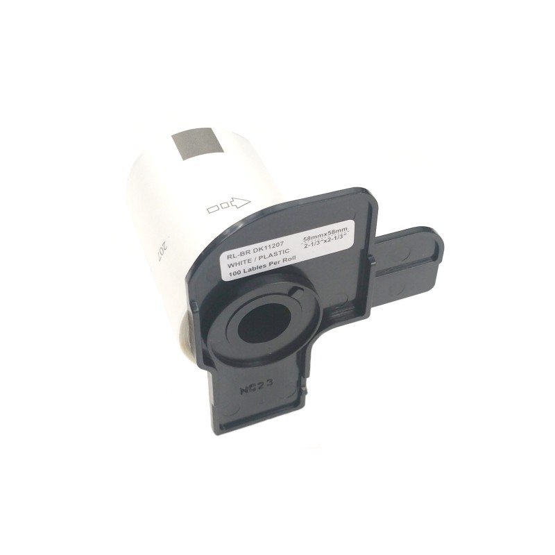 Etikety / štítky pro tiskárny BROTHER QL - typ DK-11207 - kompatibilní - na CD / DVD - bílý filmový podklad - průměr 58 mm - 100 ks