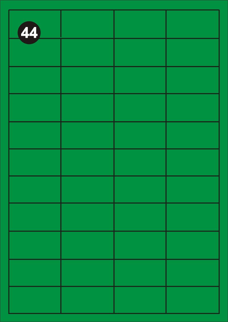 Samolepící etikety 48,5x25,4 mm, A4 - zelené FOPRINT ( balení 20 listů)