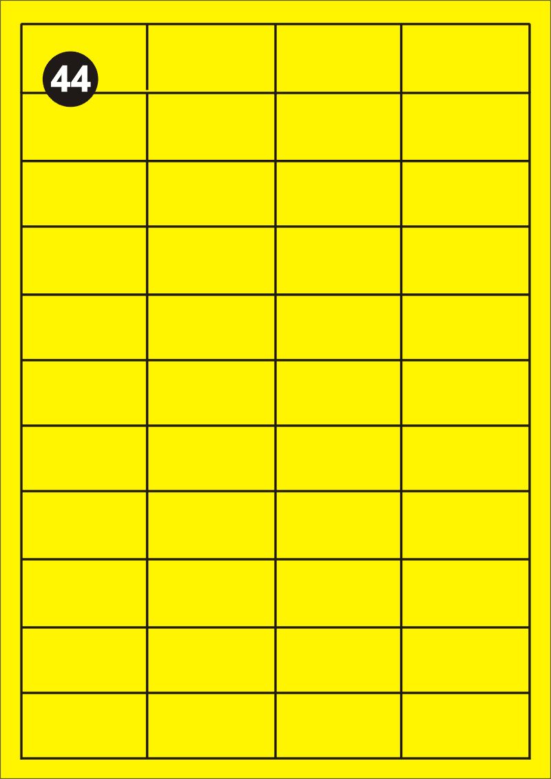 Samolepící etikety 48,5x25,4 mm, A4 - žluté FOPRINT ( balení 20 listů)