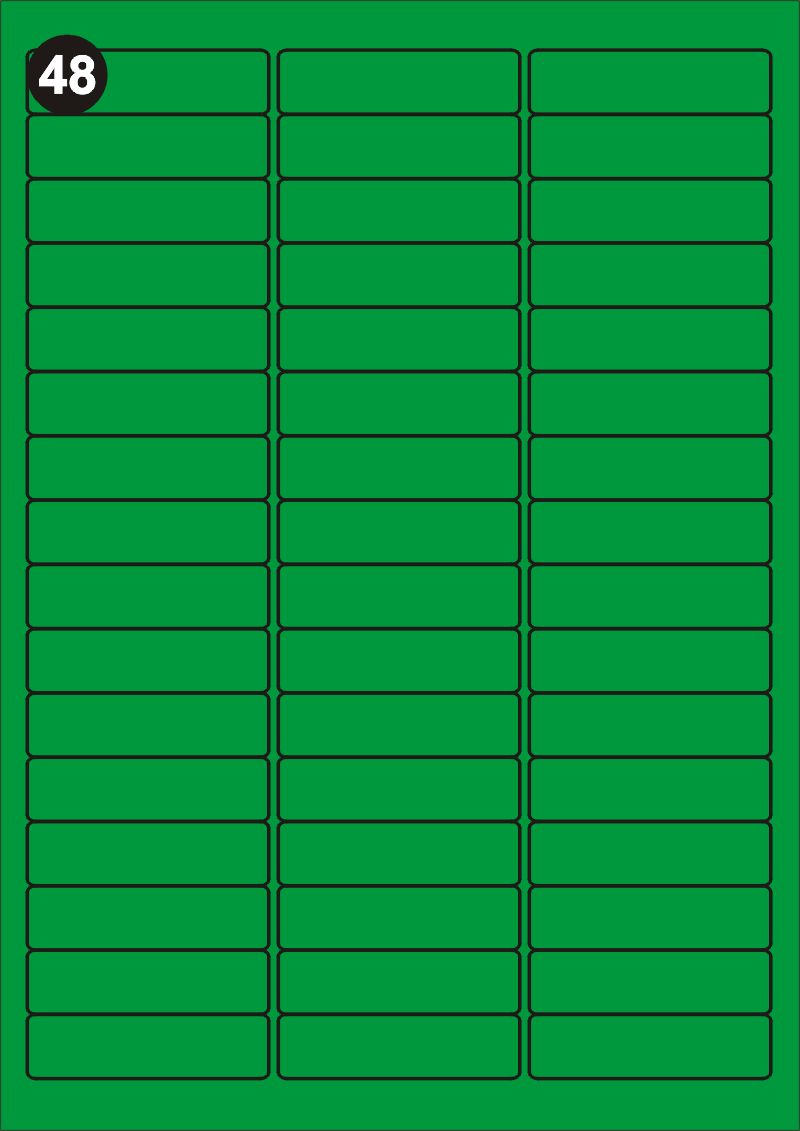Samolepící etikety 63,5x16,9 mm, A4 - zelené FOPRINT ( balení 20 listů)