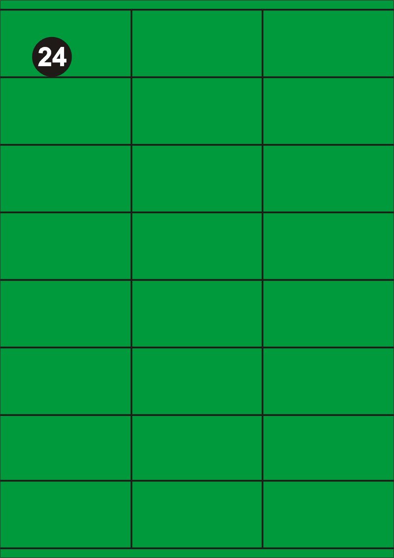Samolepící etikety 70x36 mm, A4 - zelené FOPRINT ( balení 20 listů)
