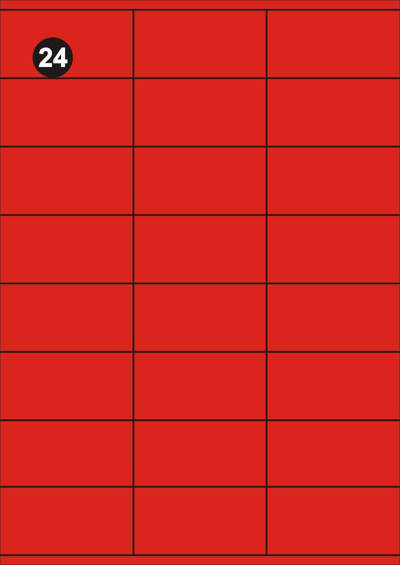 Samolepící etikety 70x36 mm, A4 - červené FOPRINT ( balení 20 listů)