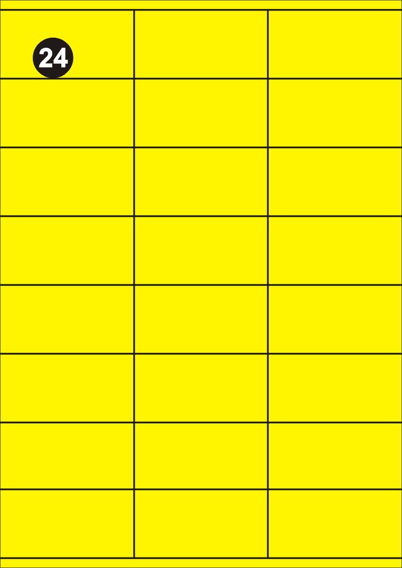 Samolepící etikety 70x36 mm, A4 - žluté FOPRINT ( balení 20 listů)