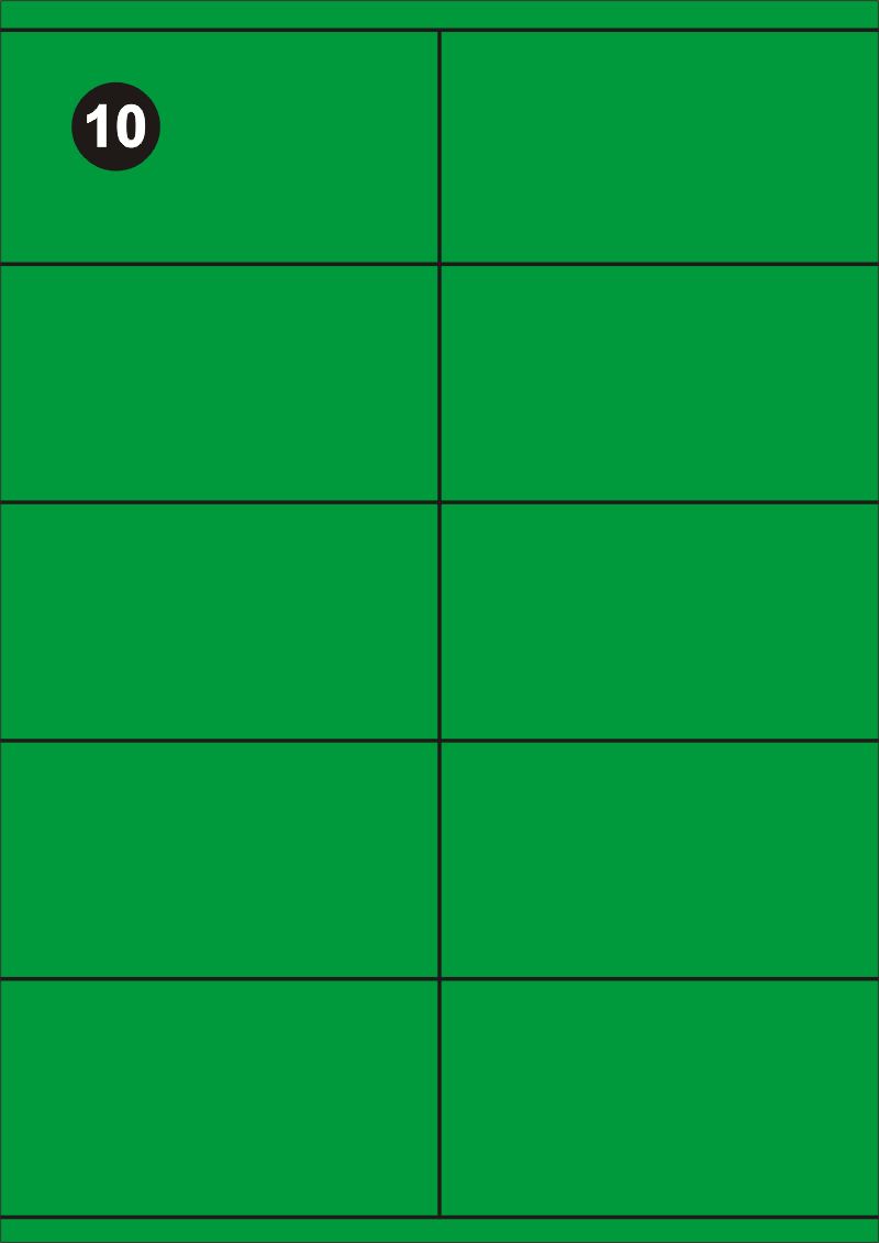Samolepící etikety 105x57 mm, A4 - zelené FOPRINT ( balení 20 listů)