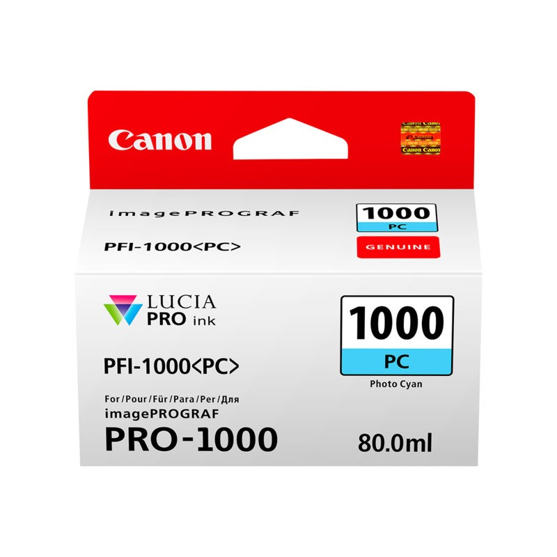 Inkoustová kazeta - CANON PFI-1000PC, 0550C001 - photo cyan - originál